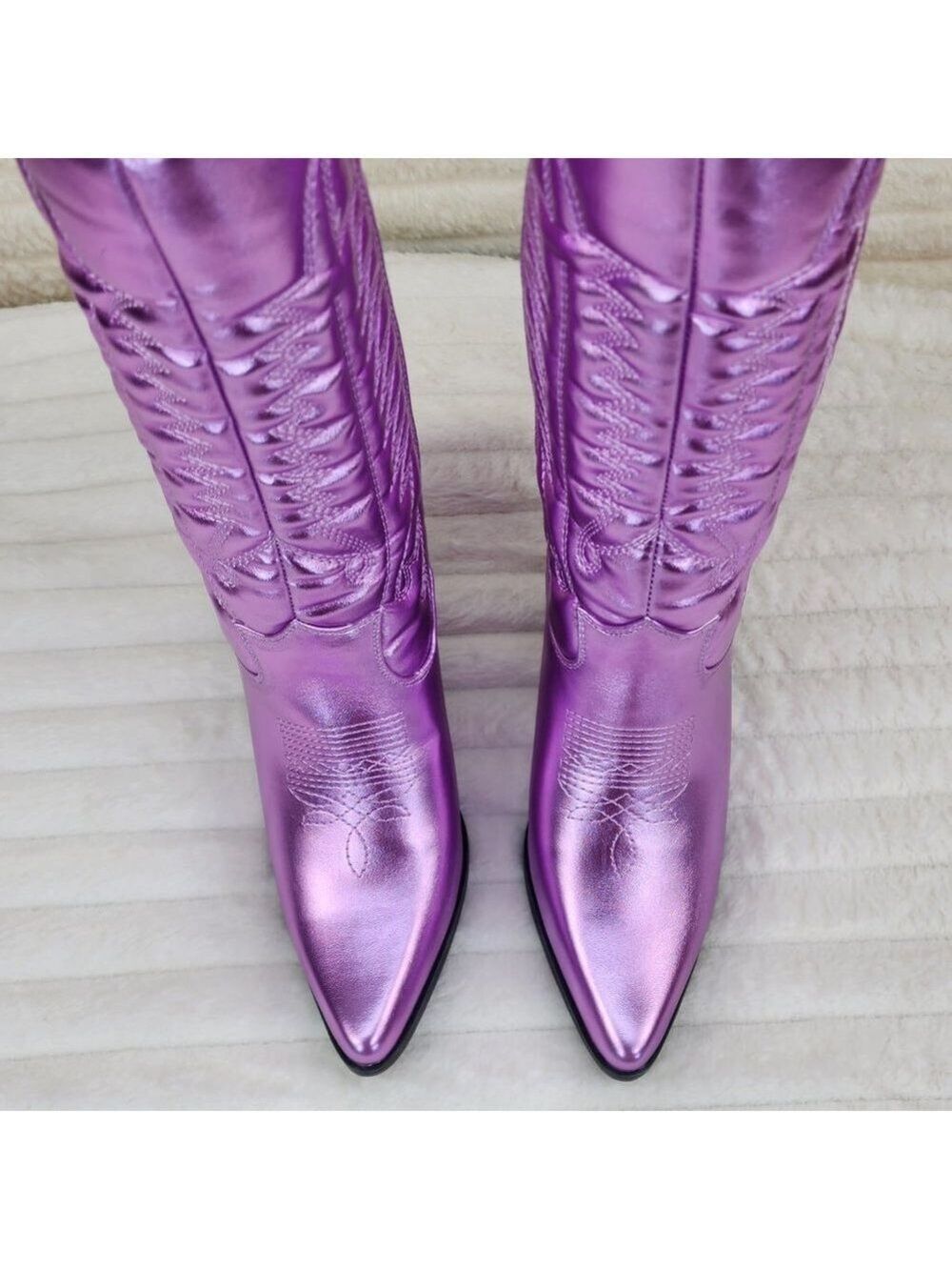 Disco Cowboy Metallic Lilac Purple Western Cowgirl Boots New - Picture 7 of 9